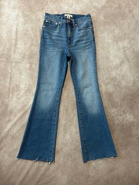 Madewell Skinny Flare Blue Jeans Raw Hem Classic Denim High Waisted 99% Cotton